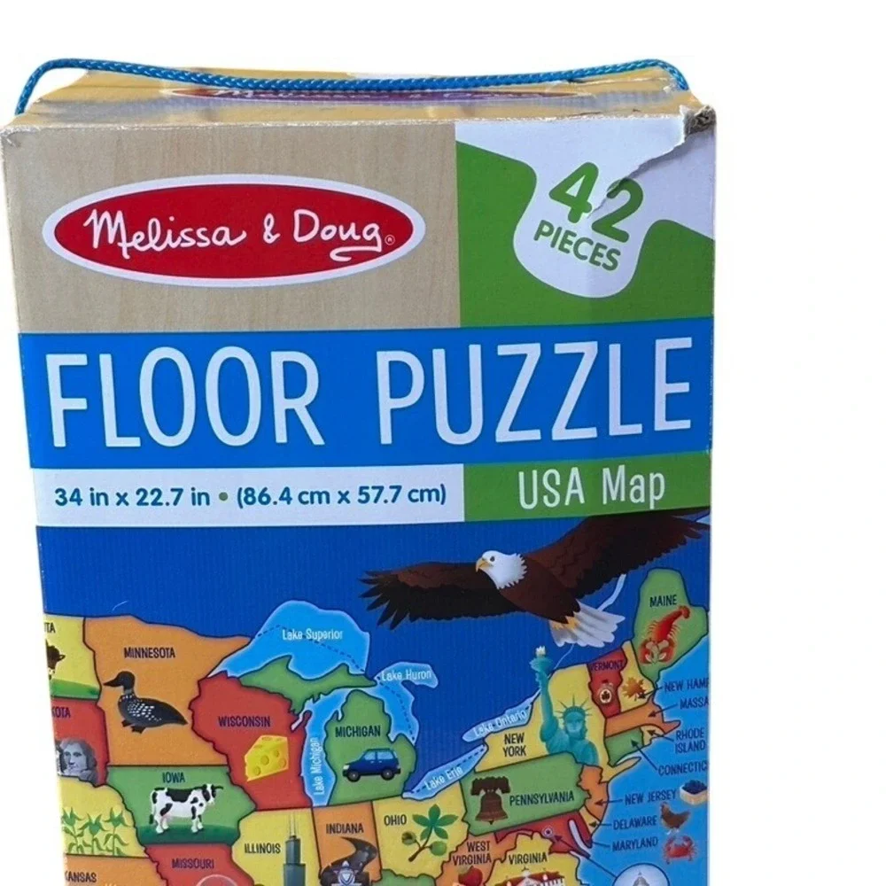 Melissa & Doug USA Map Floor Puzzle 42 Pieces Kids Geography Learning Toy 3+